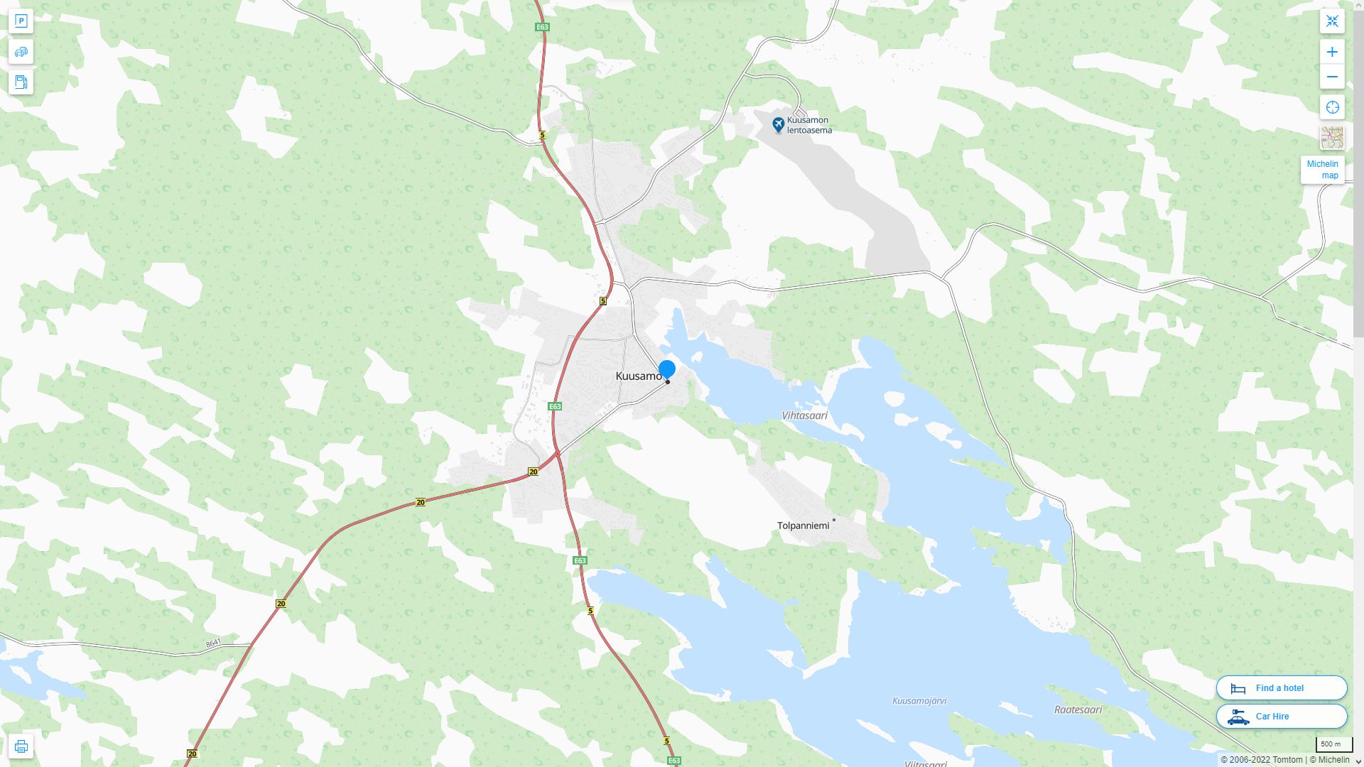 Kuusamo Highway and Road Map